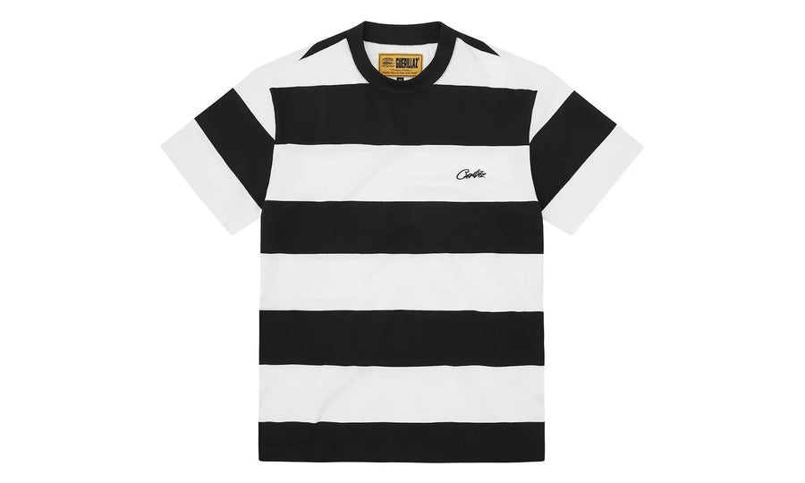 Corteiz striped tee in black